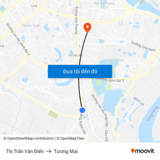 Thị Trấn Văn Điển to Tương Mai map