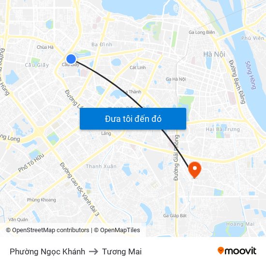 Phường Ngọc Khánh to Tương Mai map