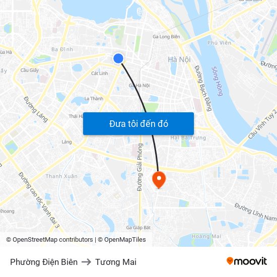 Phường Điện Biên to Tương Mai map