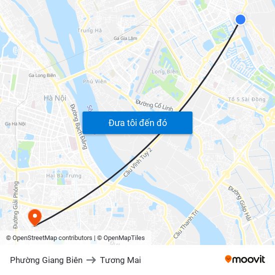 Phường Giang Biên to Tương Mai map