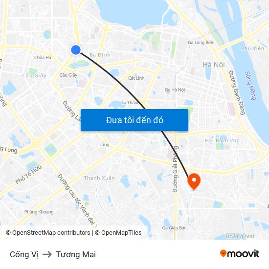 Cống Vị to Tương Mai map