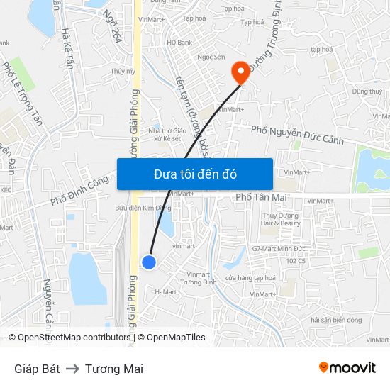 Giáp Bát to Tương Mai map