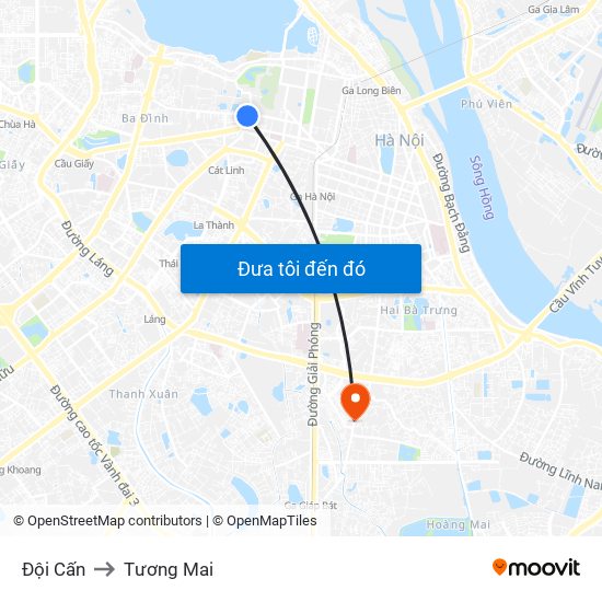 Đội Cấn to Tương Mai map