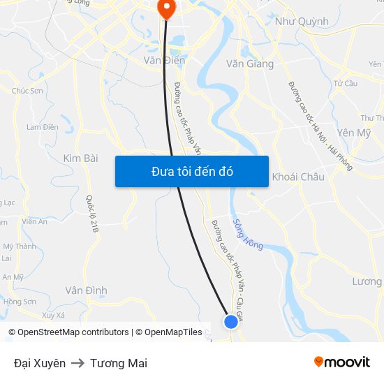 Đại Xuyên to Tương Mai map