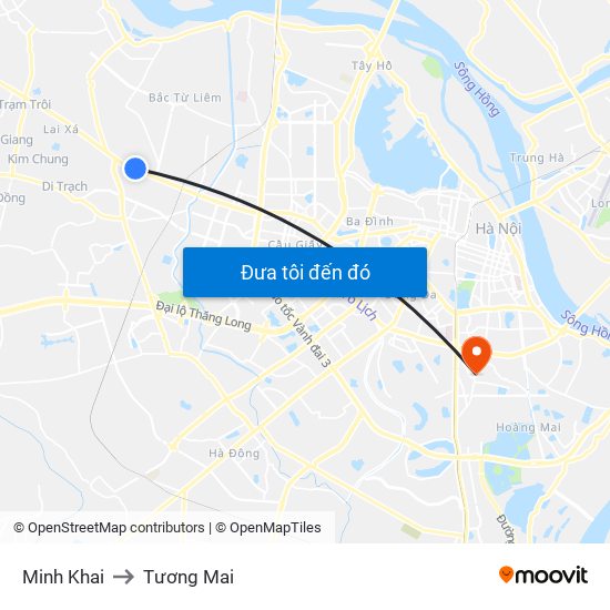 Minh Khai to Tương Mai map