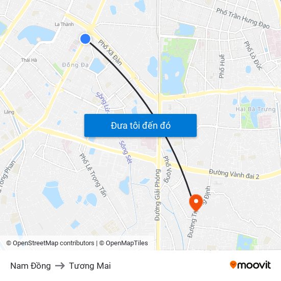 Nam Đồng to Tương Mai map