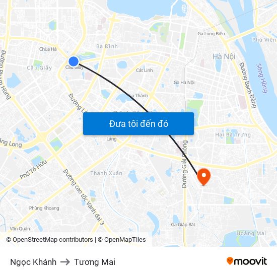 Ngọc Khánh to Tương Mai map