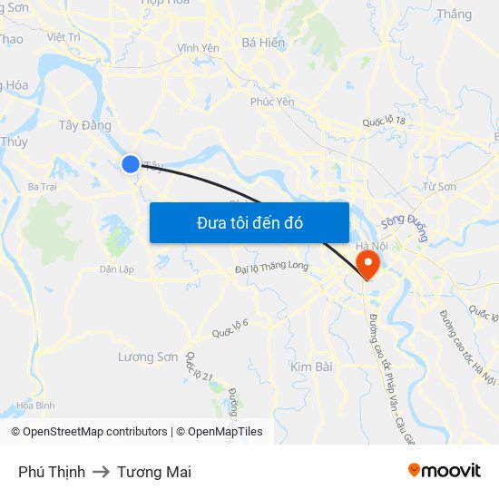 Phú Thịnh to Tương Mai map