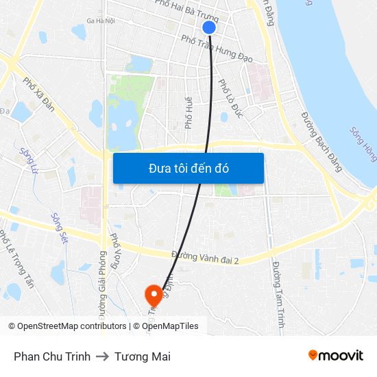 Phan Chu Trinh to Tương Mai map