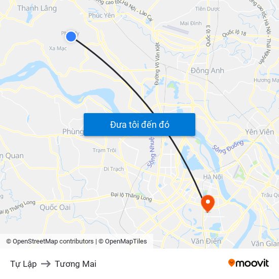 Tự Lập to Tương Mai map