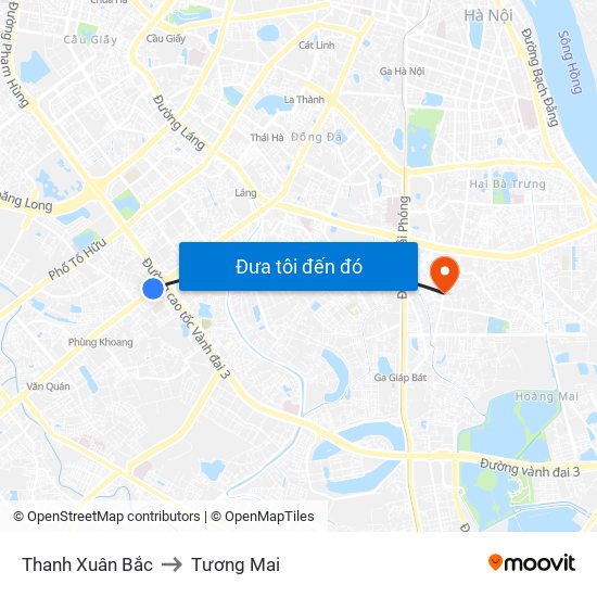 Thanh Xuân Bắc to Tương Mai map