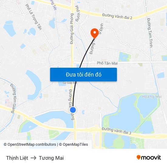 Thịnh Liệt to Tương Mai map