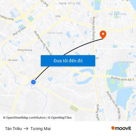 Tân Triều to Tương Mai map