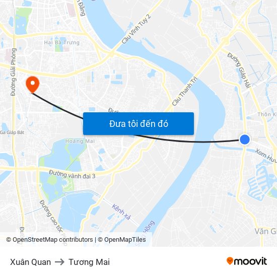 Xuân Quan to Tương Mai map