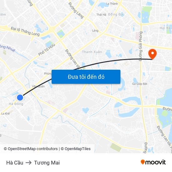 Hà Cầu to Tương Mai map