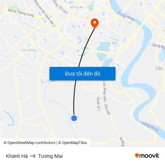 Khánh Hà to Tương Mai map