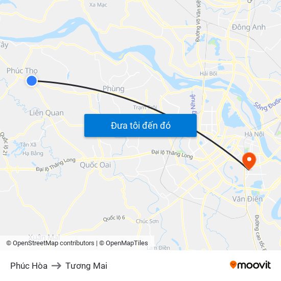 Phúc Hòa to Tương Mai map