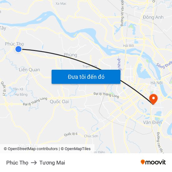 Phúc Thọ to Tương Mai map