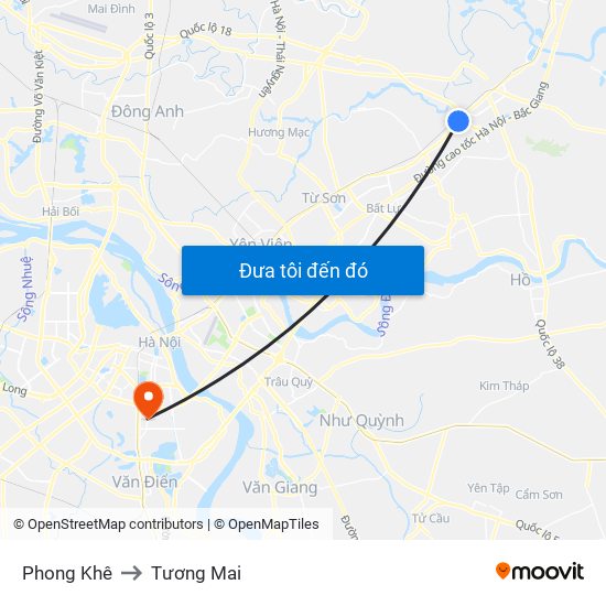 Phong Khê to Tương Mai map