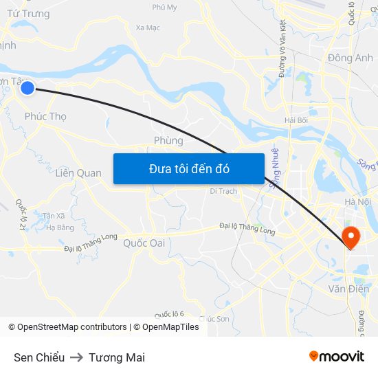 Sen Chiểu to Tương Mai map