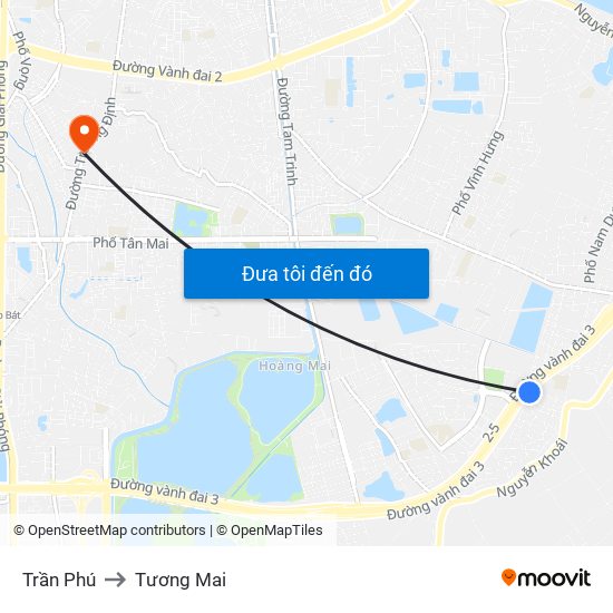 Trần Phú to Tương Mai map