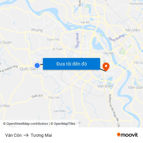 Vân Côn to Tương Mai map