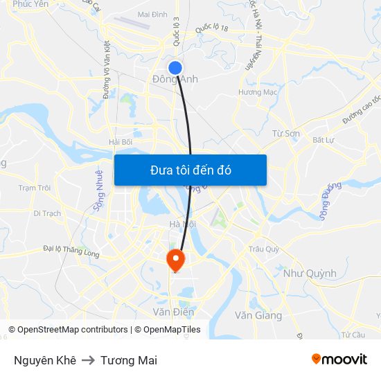 Nguyên Khê to Tương Mai map