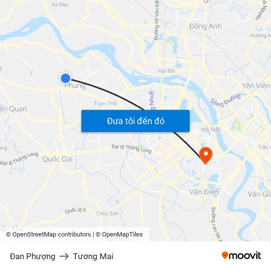 Đan Phượng to Tương Mai map