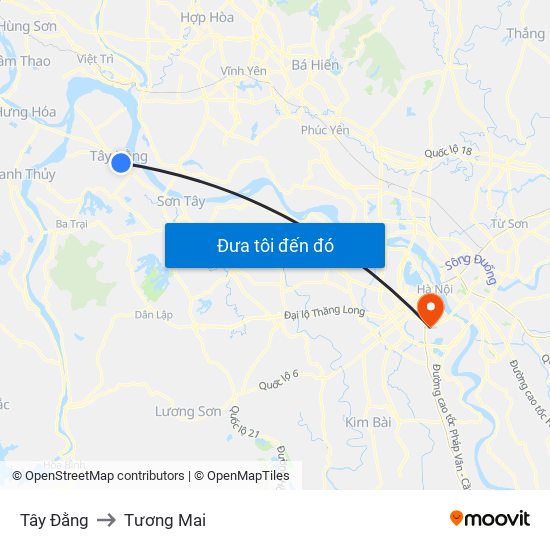 Tây Đằng to Tương Mai map