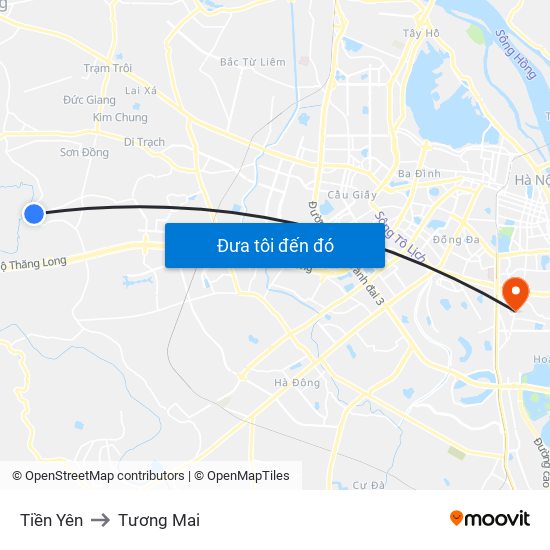 Tiền Yên to Tương Mai map