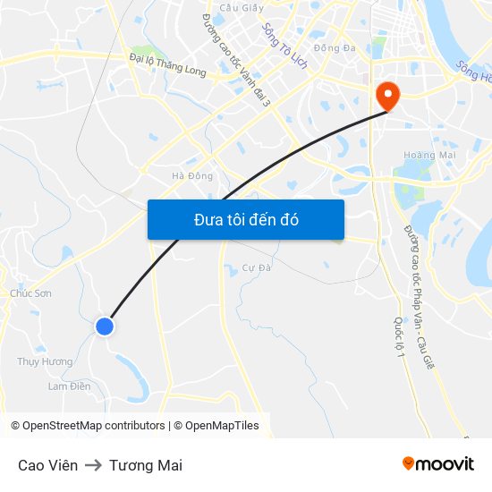 Cao Viên to Tương Mai map