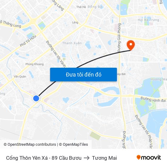 Cổng Thôn Yên Xá - 89 Cầu Bươu to Tương Mai map