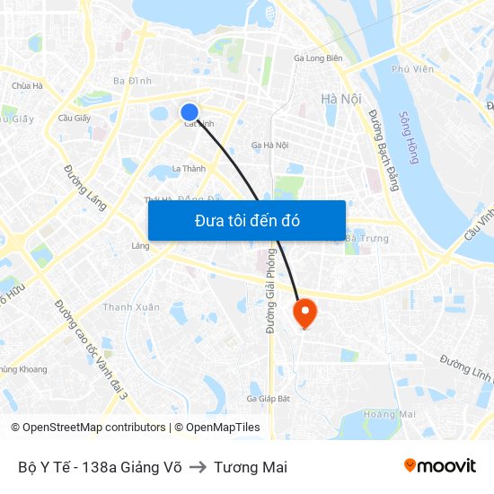 Bộ Y Tế - 138a Giảng Võ to Tương Mai map