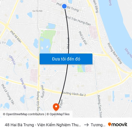 48 Hai Bà Trưng - Viện Kiểm Nghiệm Thuốc Trung Ương to Tương Mai map