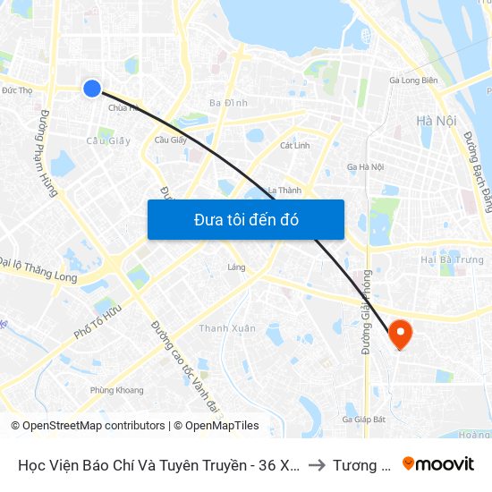 Học Viện Báo Chí Và Tuyên Truyền - 36 Xuân Thủy to Tương Mai map