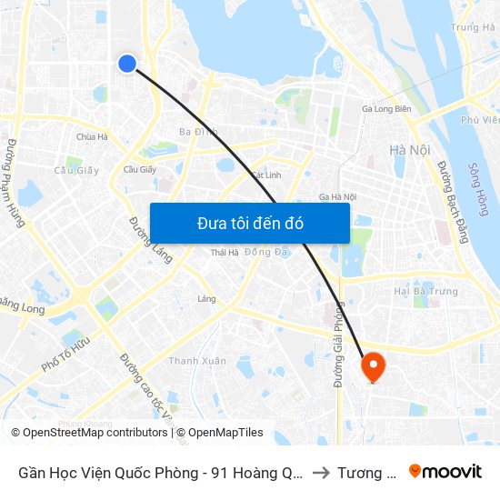 Gần Học Viện Quốc Phòng - 91 Hoàng Quốc Việt to Tương Mai map