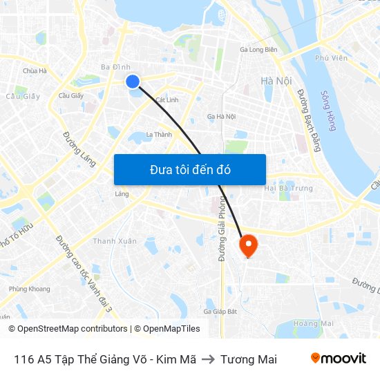 116 A5 Tập Thể Giảng Võ - Kim Mã to Tương Mai map