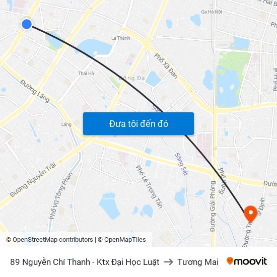89 Nguyễn Chí Thanh - Ktx Đại Học Luật to Tương Mai map