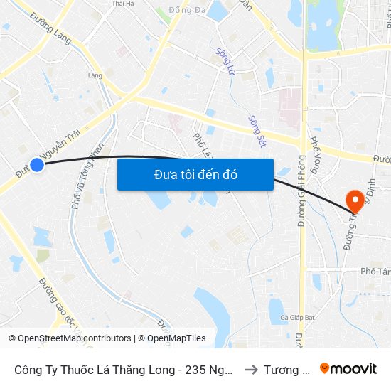 Công Ty Thuốc Lá Thăng Long - 235 Nguyễn Trãi to Tương Mai map