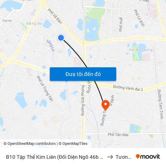 B10 Tập Thể Kim Liên (Đối Diện Ngõ 46b Phạm Ngọc Thạch) to Tương Mai map