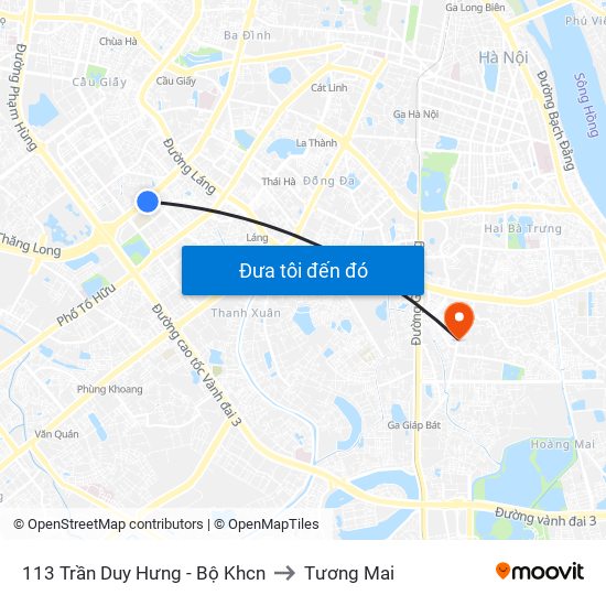 113 Trần Duy Hưng - Bộ Khcn to Tương Mai map