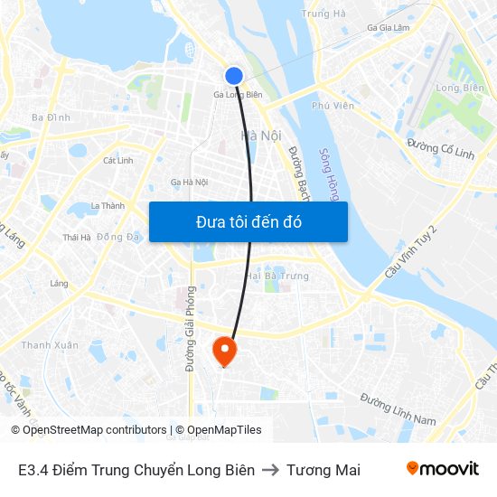 E3.4 Điểm Trung Chuyển Long Biên to Tương Mai map