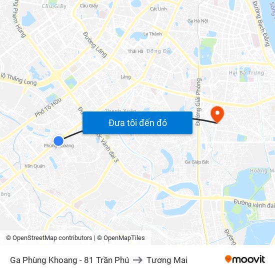 Ga Phùng Khoang - 81 Trần Phú to Tương Mai map