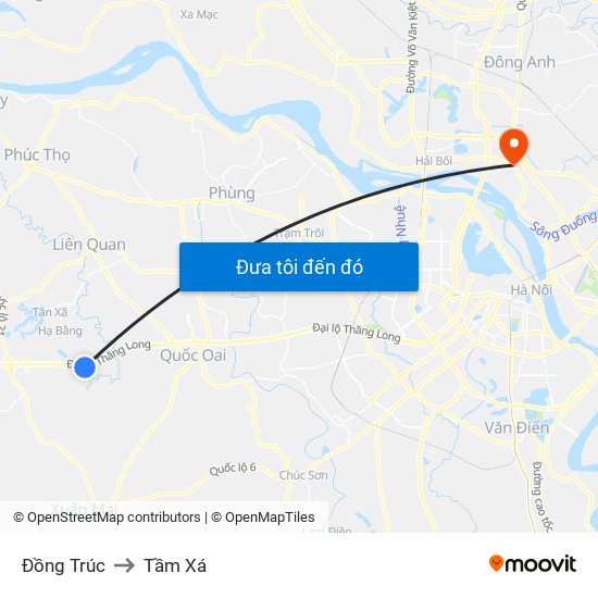 Đồng Trúc to Tầm Xá map