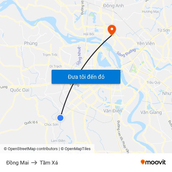 Đồng Mai to Tầm Xá map