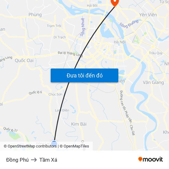 Đồng Phú to Tầm Xá map
