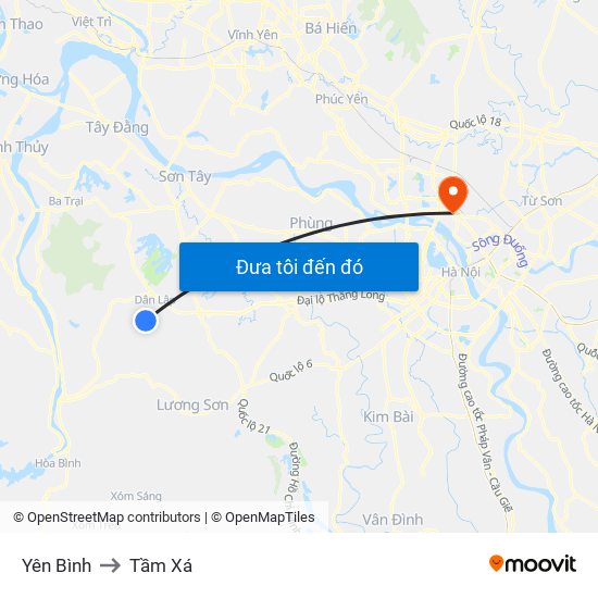 Yên Bình to Tầm Xá map