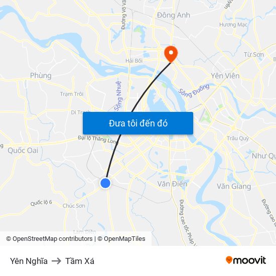 Yên Nghĩa to Tầm Xá map