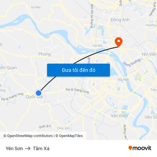 Yên Sơn to Tầm Xá map