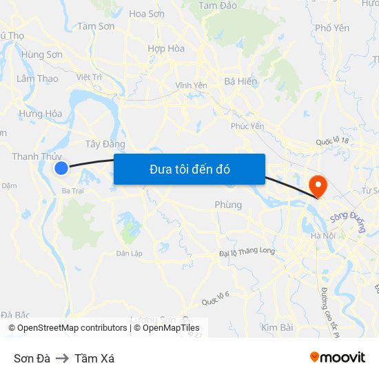 Sơn Đà to Tầm Xá map